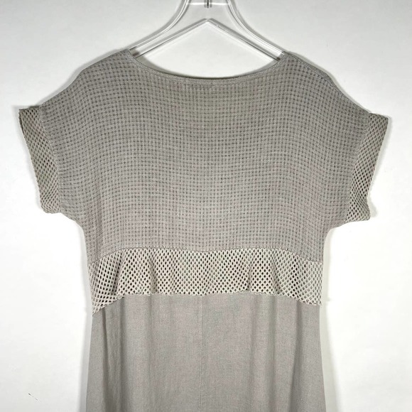 CONTESSA TERESA Lagenlook Boho Cotton Linen Blend Dress M Tan Made in Italy - Picture 3 of 9
